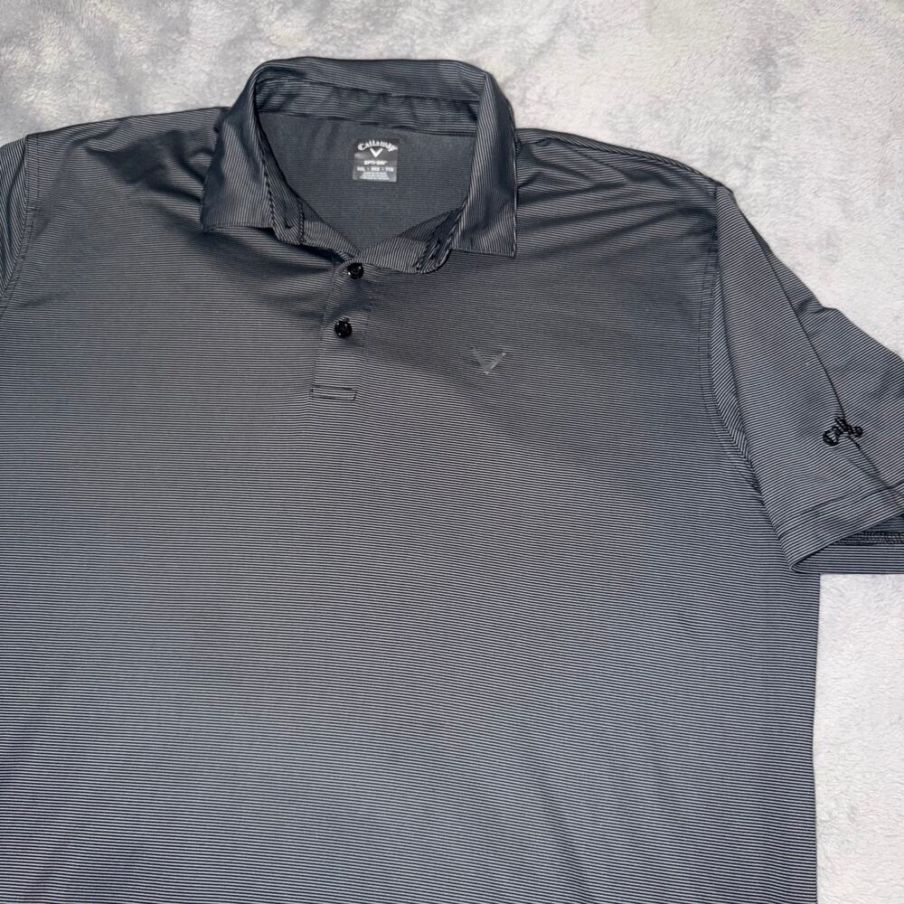 Callaway Opti-Dri Striped Polo Shirt Men’s XXL Gray Black Golf Performance